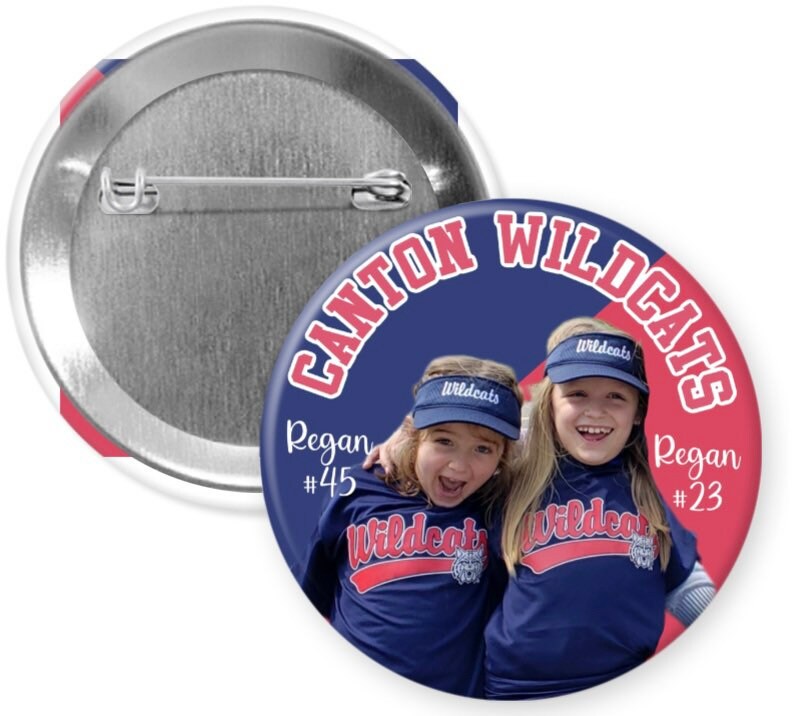 Personalized Photo Sports Team Pinback Buttons - 2.25” or 3”