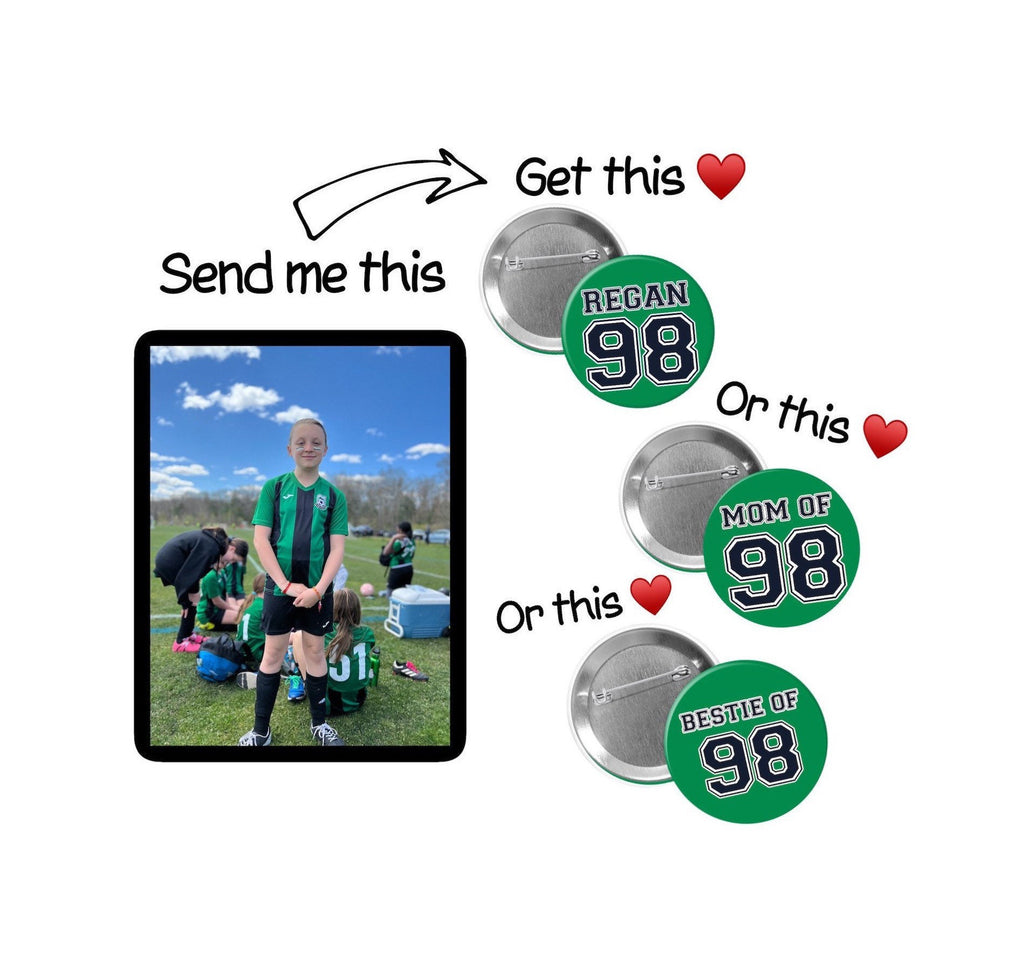 Personalized Sports Team Pinback Buttons - 2.25” or 3”