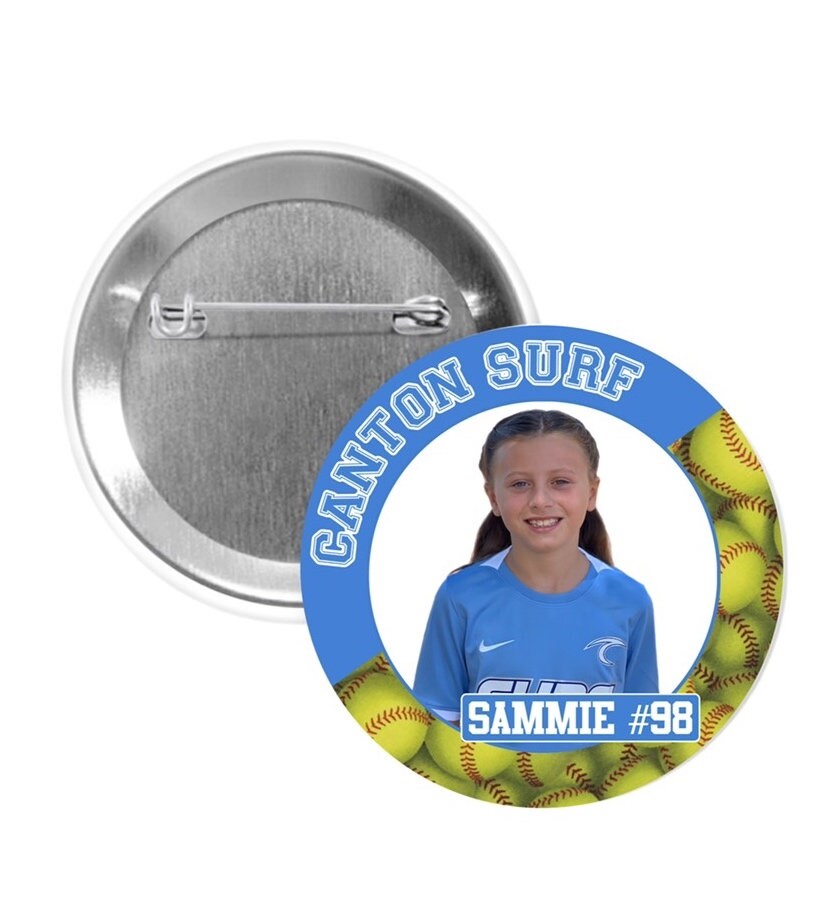 Personalized Sports Photo Pinback Buttons - 2.25” or 3”