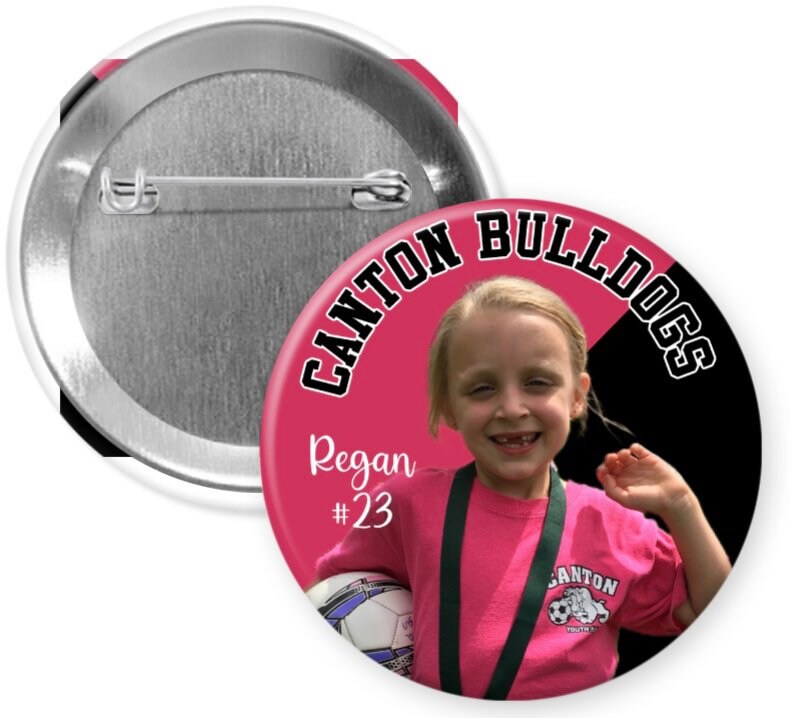 Personalized Photo Sports Team Pinback Buttons - 2.25” or 3”