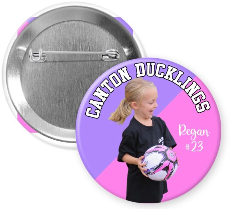 Personalized Photo Sports Team Pinback Buttons - 2.25” or 3”