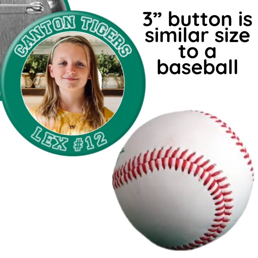 Personalized Sports Team Photo Button, Custom Colors - 2.25” or 3”