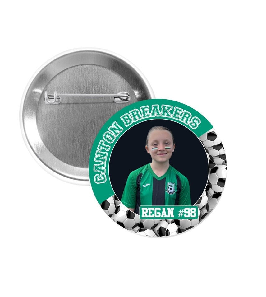 Personalized Sports Photo Pinback Buttons - 2.25” or 3”