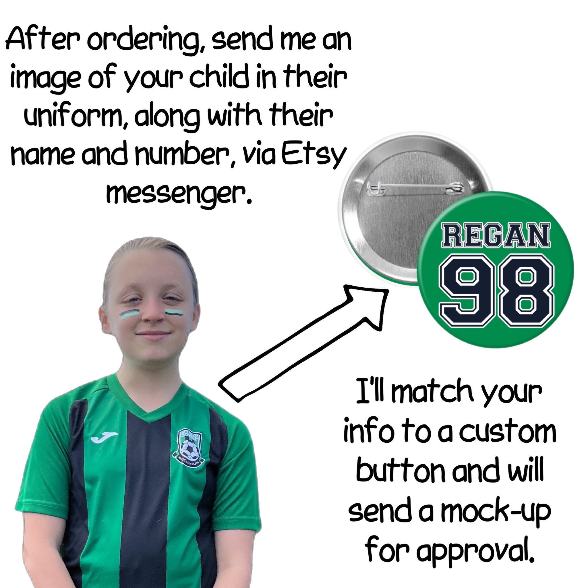 Personalized Sports Team Pinback Buttons - 2.25” or 3”