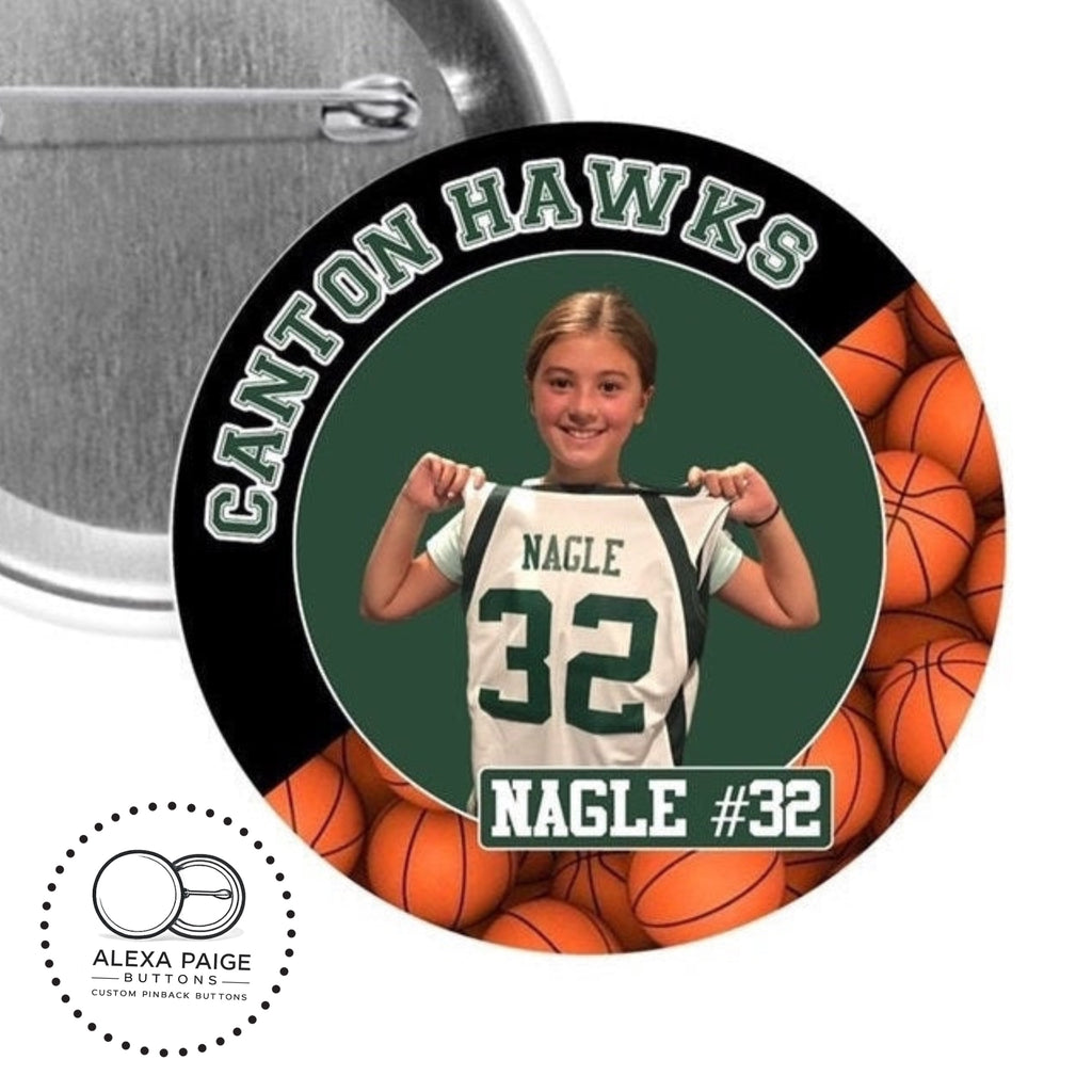 Personalized Sports Photo Pinback Buttons - 2.25” or 3”