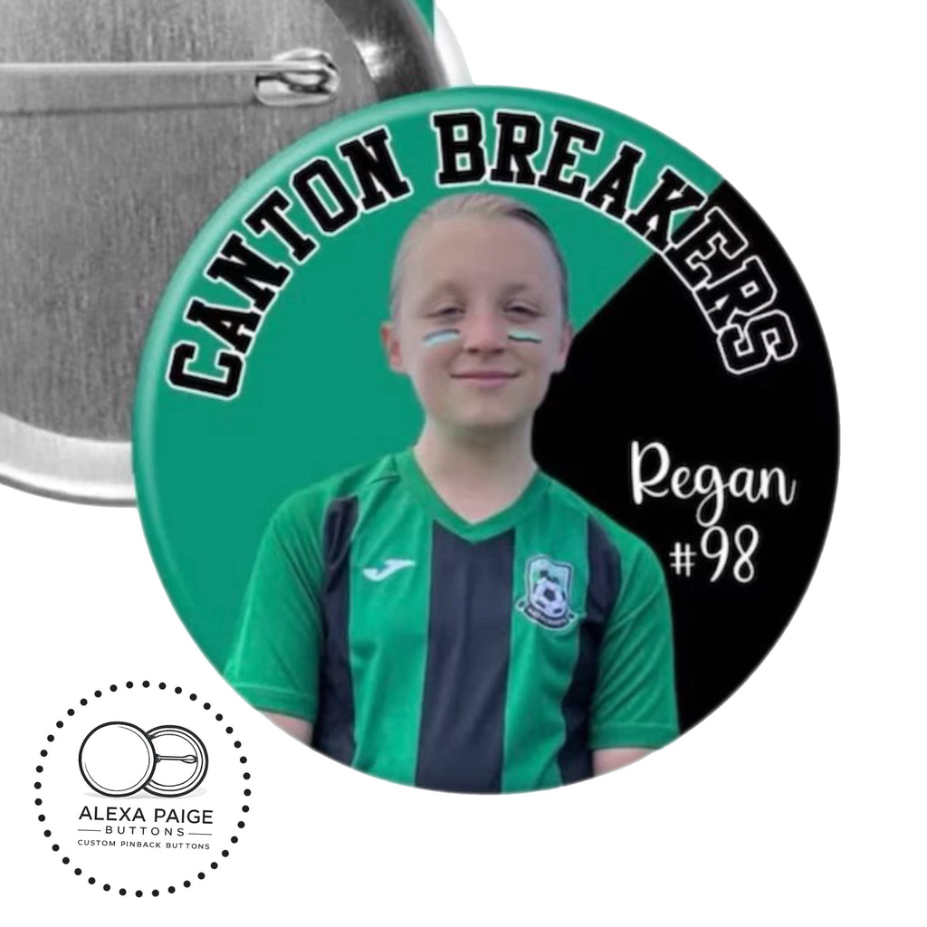 Personalized Photo Sports Team Pinback Buttons - 2.25” or 3”