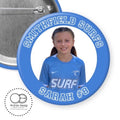 Personalized Sports Team Photo Button, Custom Colors - 2.25” or 3”