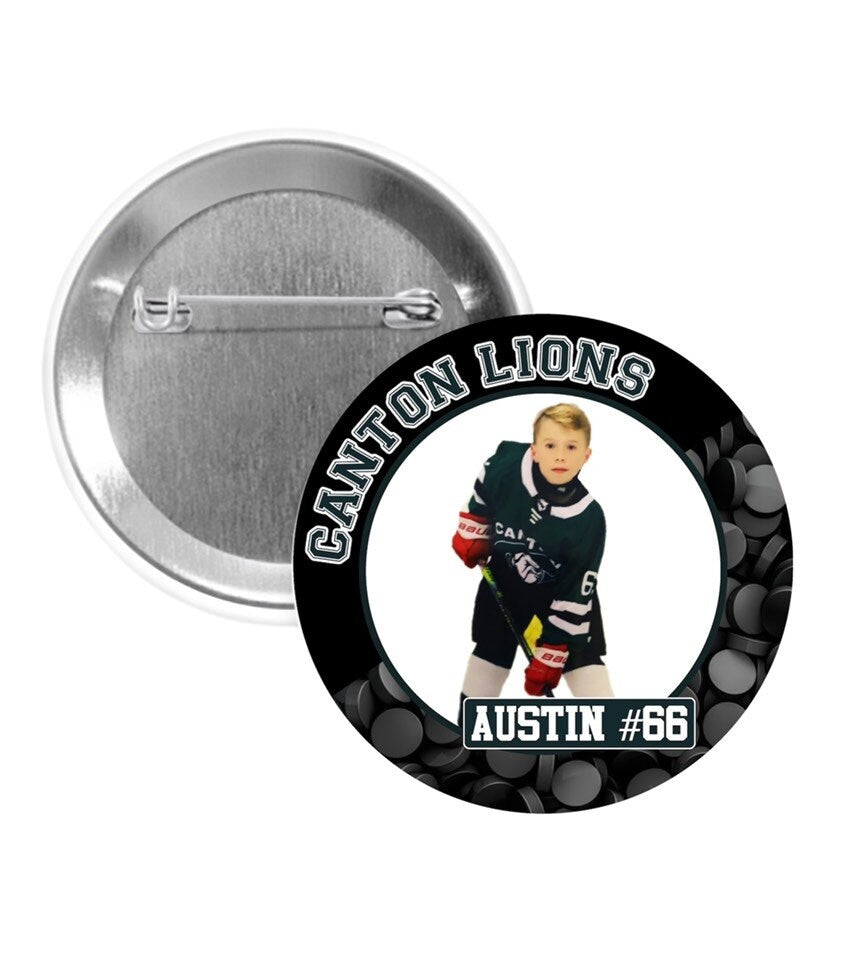 Personalized Sports Photo Pinback Buttons - 2.25” or 3”