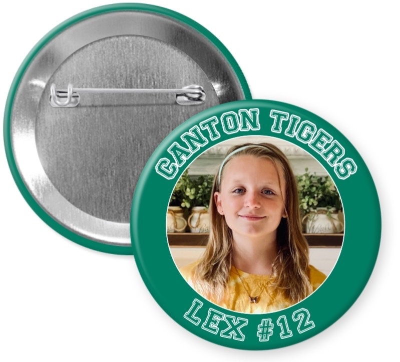 Personalized Sports Team Photo Button, Custom Colors - 2.25” or 3”