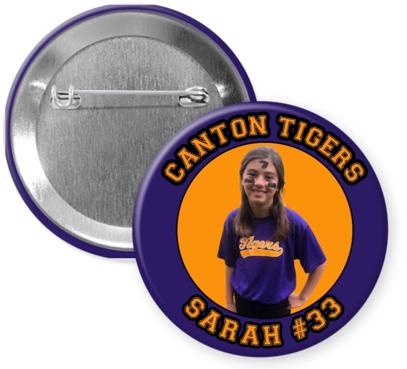 Personalized Sports Team Photo Button, Custom Colors - 2.25” or 3”