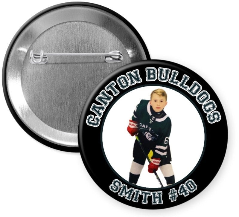 Personalized Sports Team Photo Button, Custom Colors - 2.25” or 3”