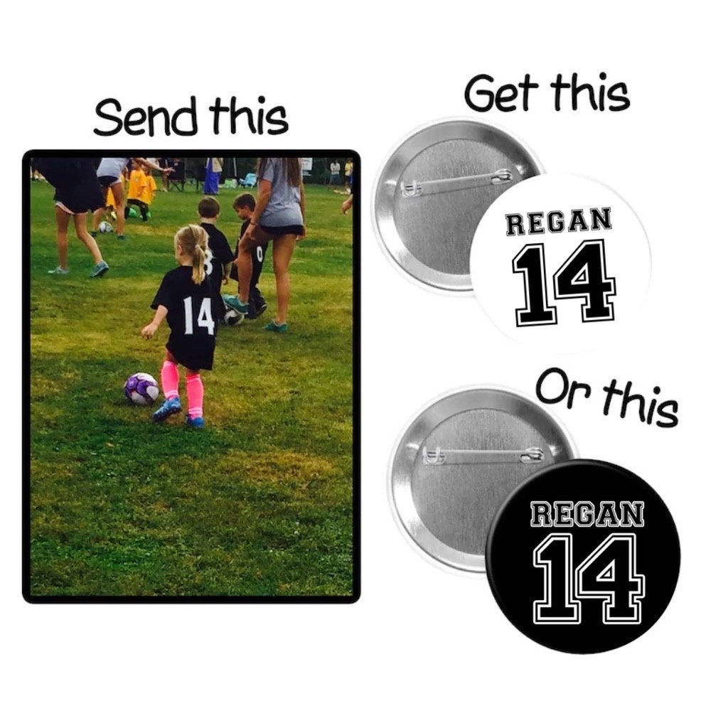 Personalized Sports Team Pinback Buttons - 2.25” or 3”