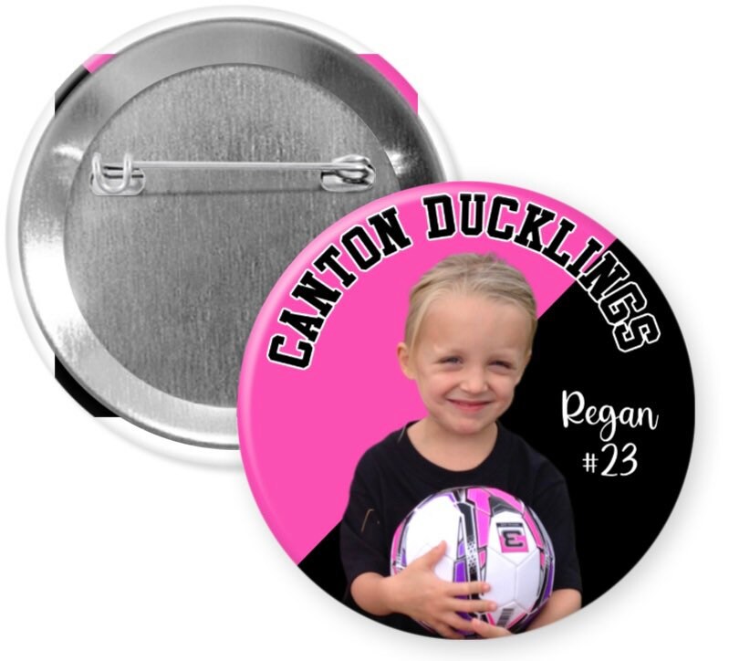Personalized Photo Sports Team Pinback Buttons - 2.25” or 3”