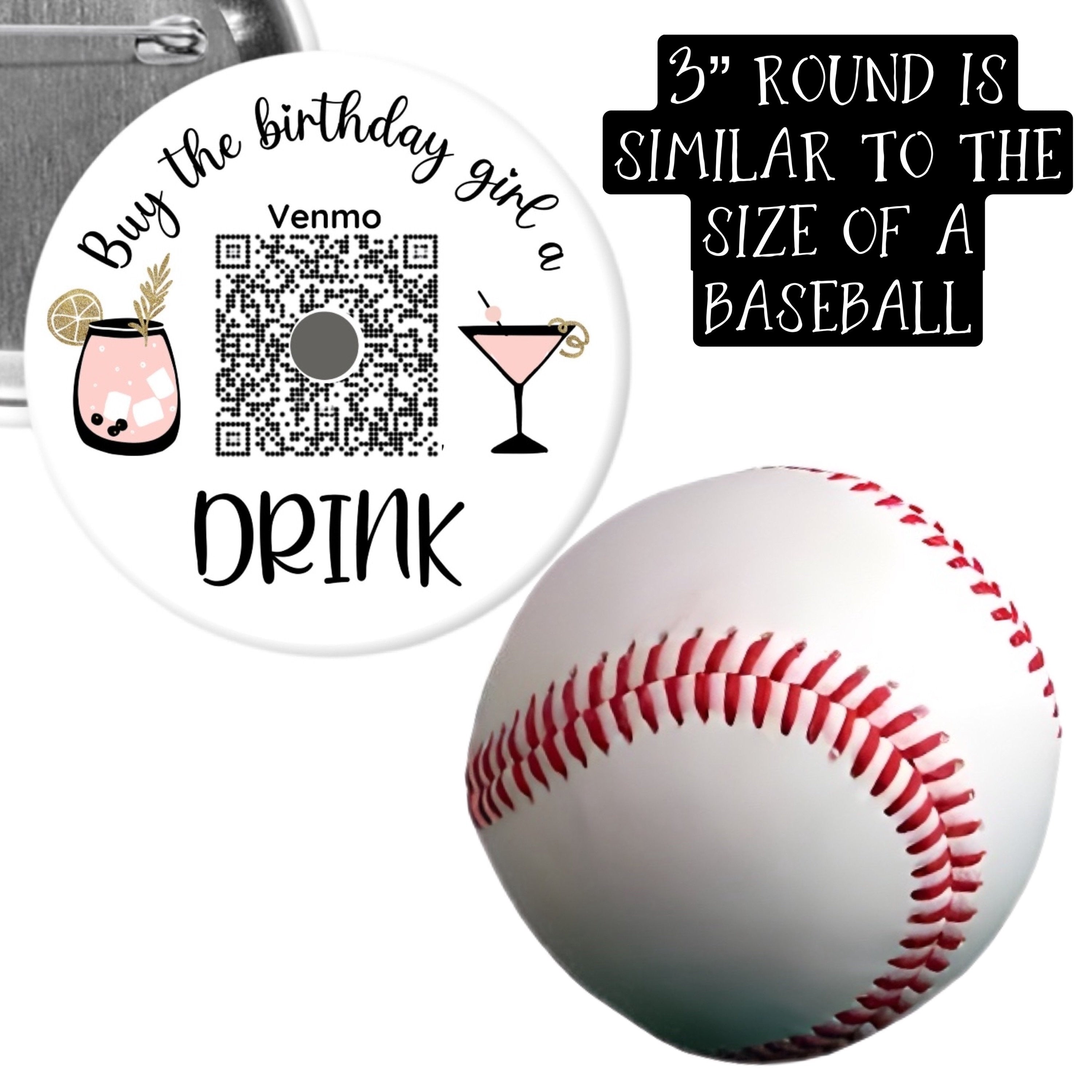 Birthday Drink Pinback Buttons - 2.25” or 3”